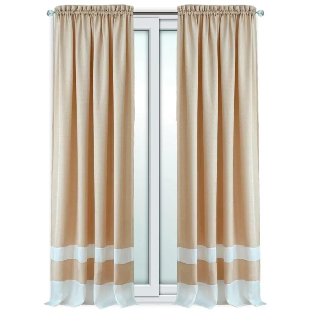 Woven Trends Two-Tone Window Curtain Panels, Rod-Pocket Light Filtering Curtains